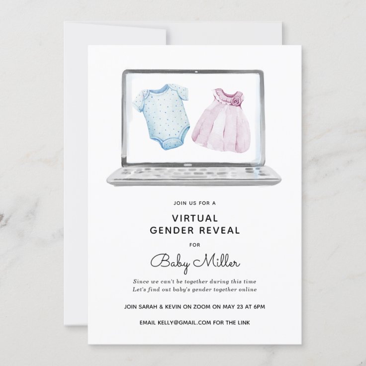 Virtual Gender Reveal Invitation Zazzle