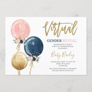 Virtual Gender reveal party Invitation