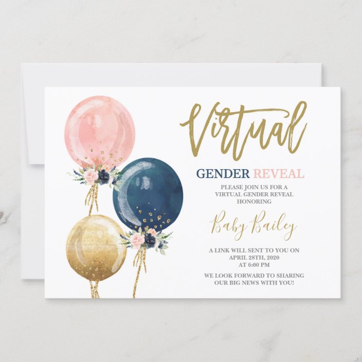 Virtual Gender reveal party Invitation | Zazzle.com
