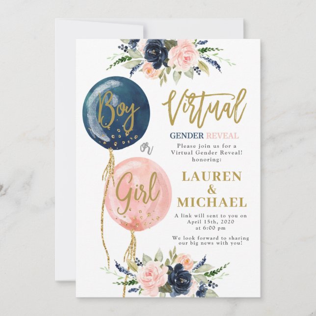 Virtual Gender Reveal Party Invitation (Front)