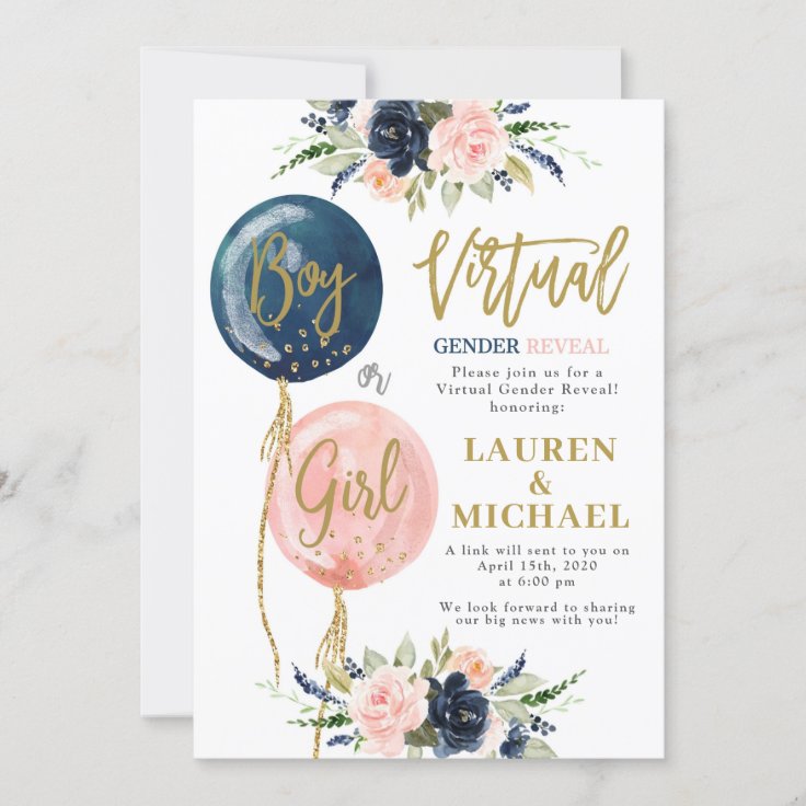 Virtual Gender Reveal Party Invitation Zazzle