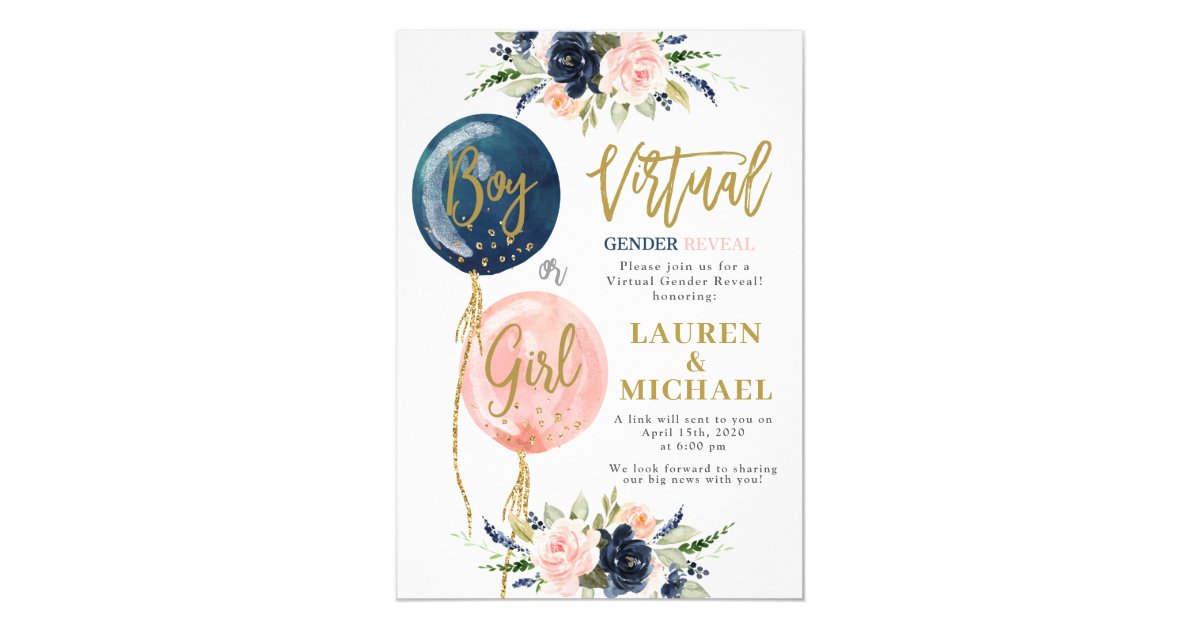 Virtual Gender Reveal Party Invitation | Zazzle.com