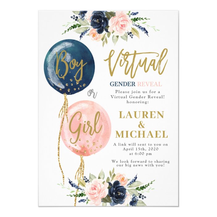 Virtual Gender Reveal Party Invitation