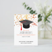 Virtual Graduation Party | Confetti Graduation Cap Invitation Postcard (Standing Front)