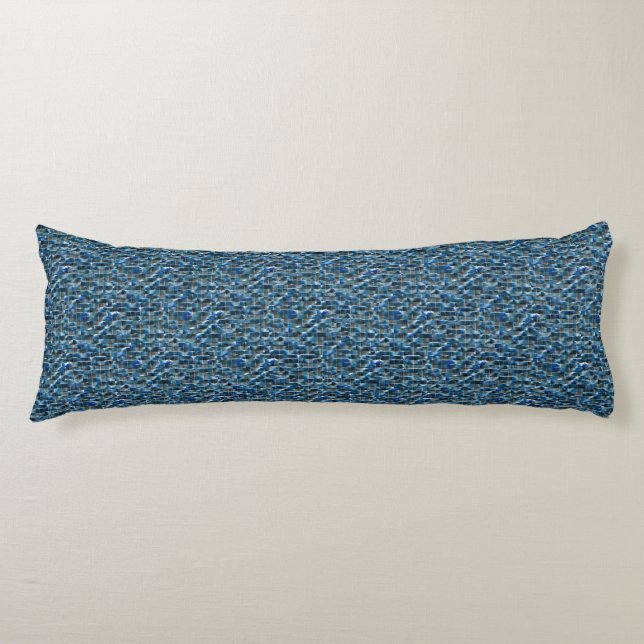 Virtual gray blue rustic ceramic tile with flaws body pillow (Front)