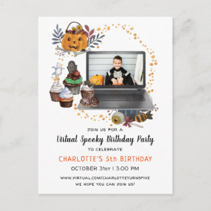 Virtual Halloween Birthday Party Invitation Postcard