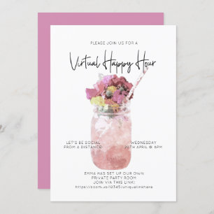 Virtual Happy Hour Party Social Distance Bright Invitation