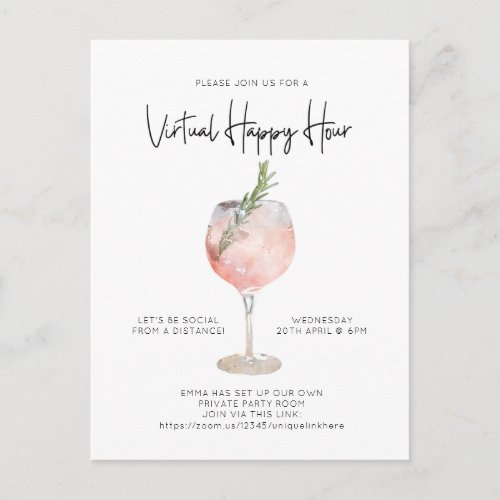 Virtual Happy Hour Social Distance Cocktail Party Postcard