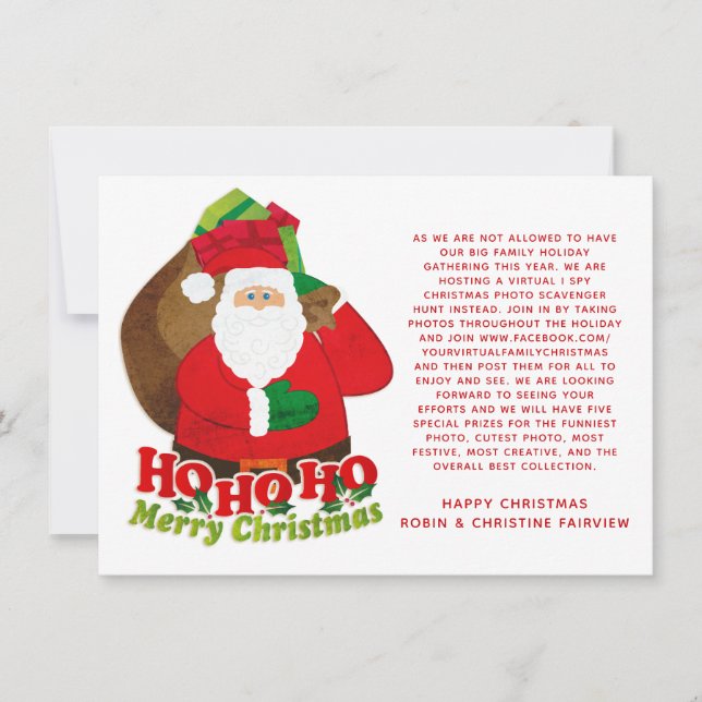 Virtual hashtag Christmas I spy game Invitation (Front)