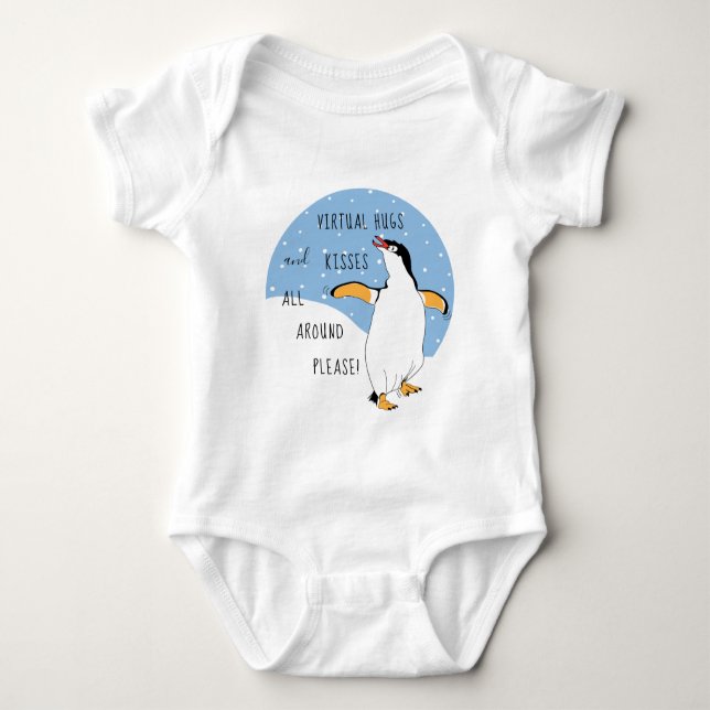 Virtual Hugs and Kisses Baby Jersey Bodysuit (Front)