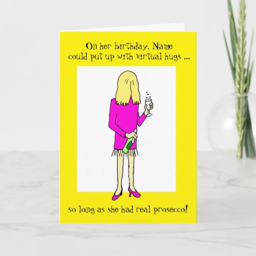 Virtual Hugs Prosecco Birthday Card