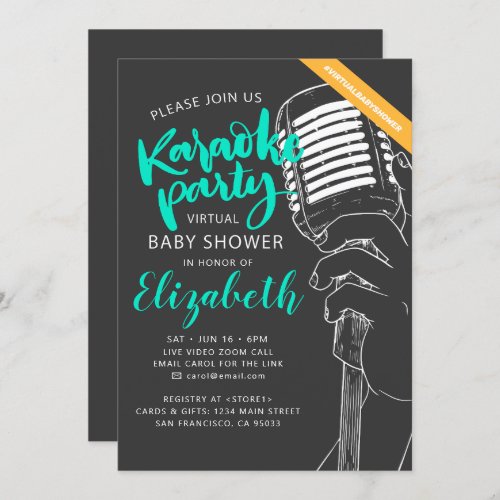 Virtual Karaoke Party Baby Shower Video Invitation