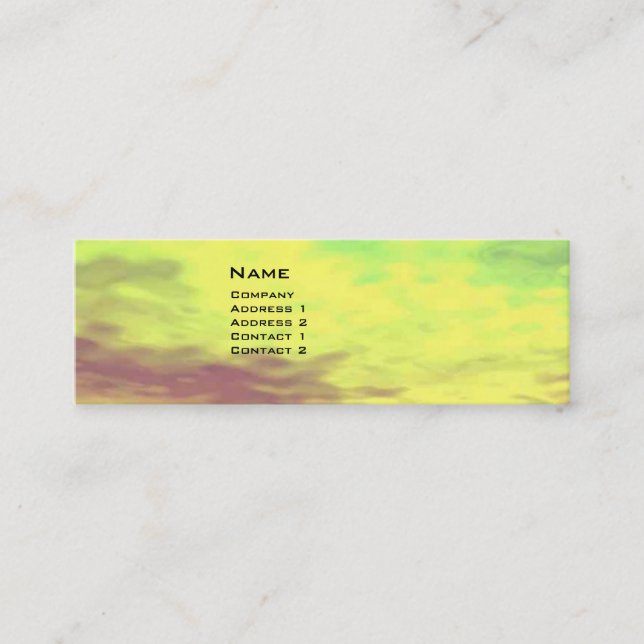 VIRTUAL LANDS Pink Yellow Sky Clouds Mini Business Card (Front)