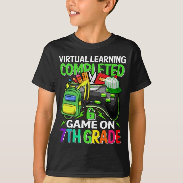 Virtual Learning Completed Game On 7th Grade  T-Shirt (Front)