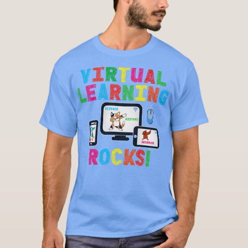 Virtual Learning Rocks Cat Penguin Owl On Devices  T_Shirt