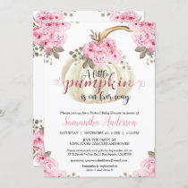 Virtual Little Pumpkin Pink Floral Baby Shower Invitation