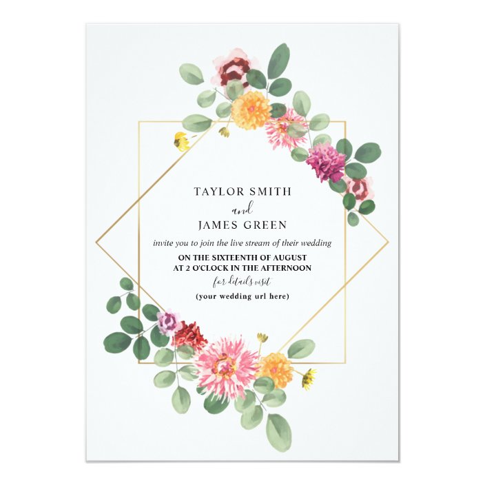 Virtual Live Stream Wedding Geometric Boho Floral