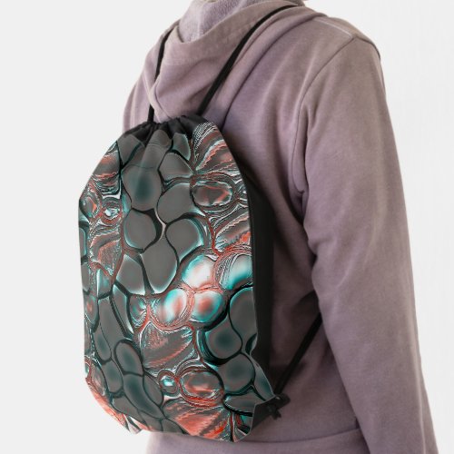 Virtual melting matte gray stones into copper      drawstring bag