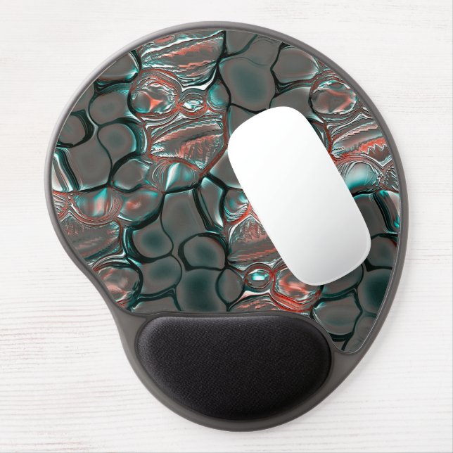 Virtual melting matte gray stones into copper      gel mouse pad (Left Side)