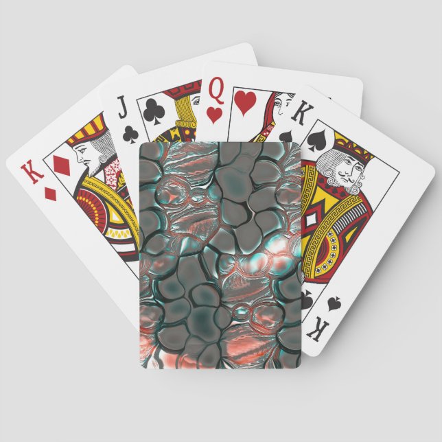 Virtual melting matte gray stones into copper      poker cards (Back)