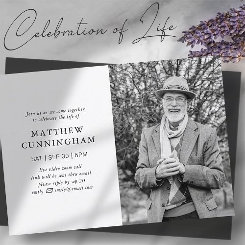 Virtual Memorial Celebration Of Life Modern Simple Invitation