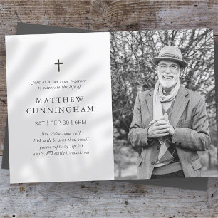 Virtual Memorial Celebration Of Life Simple Cross Invitation