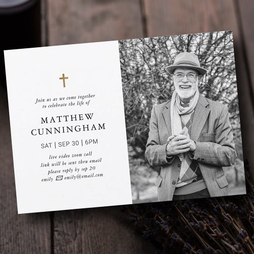 Virtual Memorial Celebration Of Life Simple Cross Invitation