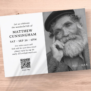 Virtual Memorial Celebration Of Life Simple QR Invitation