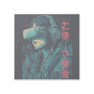 Virtual Mirage: Neon Cityscape & Cyber Soul Gallery Wrap