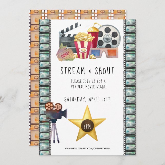 Virtual Movie Night Invitation (Front/Back)