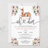 Virtual Oh Deer Baby Shower Watercolor Floral Invitation (Front)