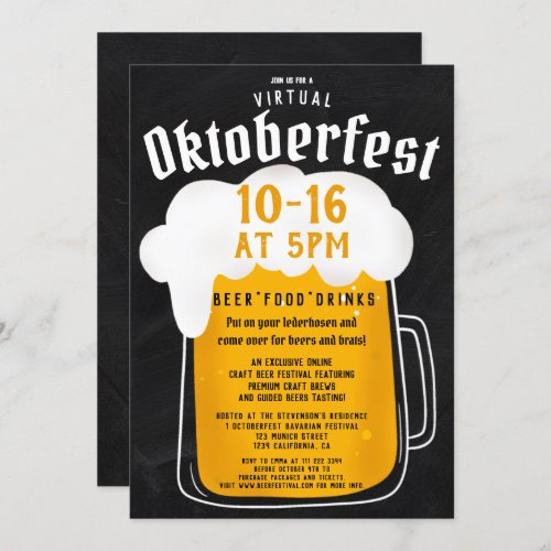 Virtual Oktoberfest beer festival party chalkboard Invitation