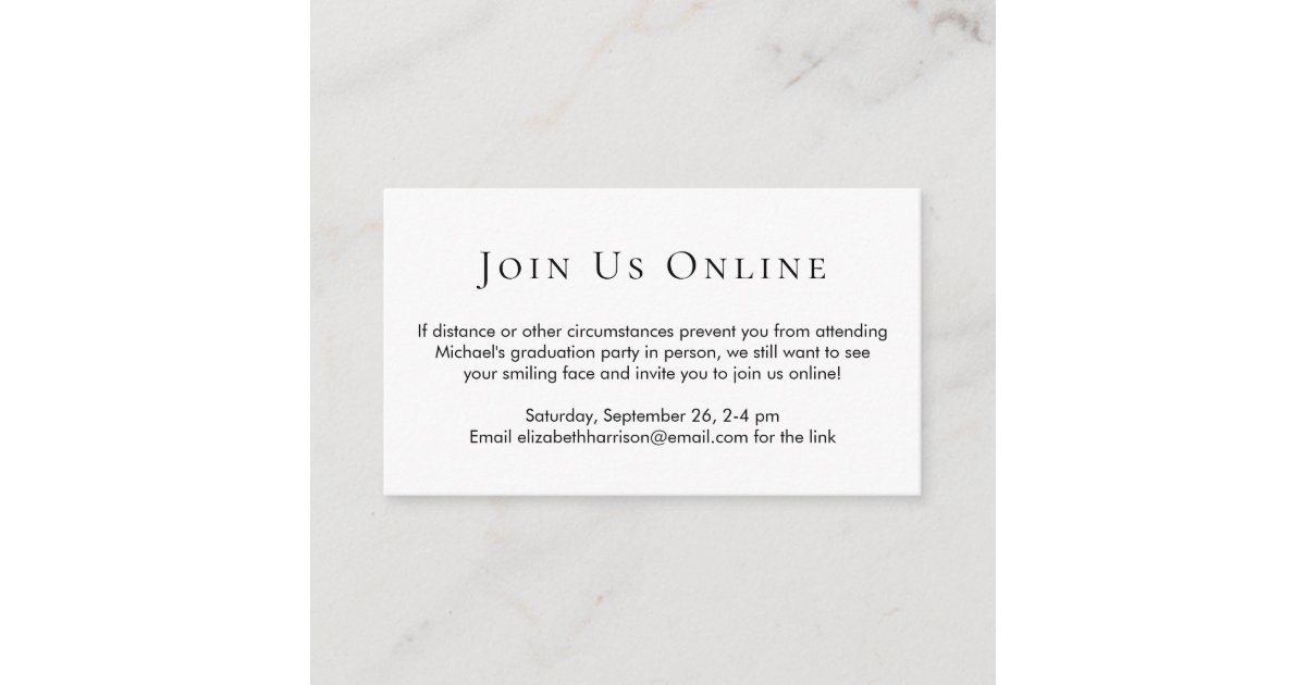 Virtual Online Graduation Enclosure Card