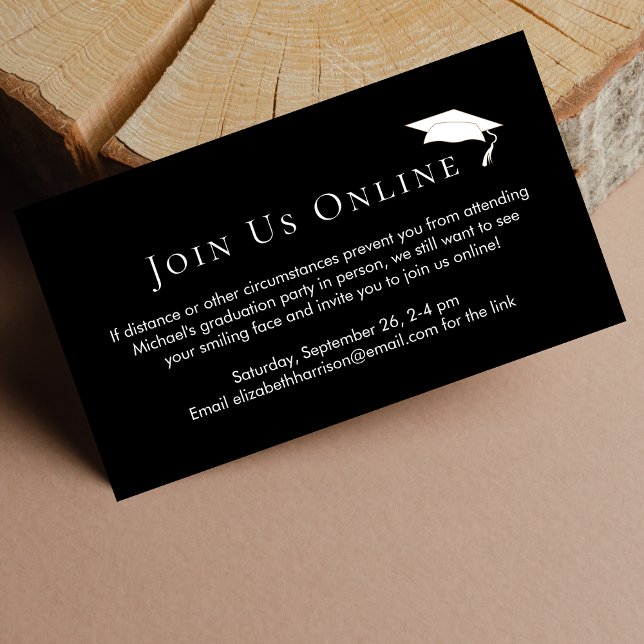 Virtual Online Graduation Party Black Enclosure Card (Creator Uploaded)