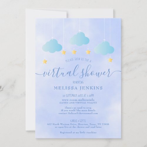 Virtual Online Long Distance Baby Shower By Mail Invitation