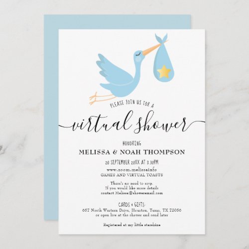 Virtual Online Long Distance  Baby Shower Sprinkle Invitation