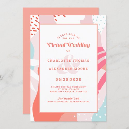 Virtual Online  Modern Coral Geometric Abstract Invitation