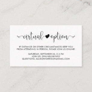 Virtual Online Option Baby Shower Party Enclosure Card