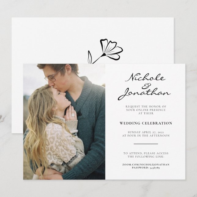 Virtual Online Photo Wedding Invitation (Front/Back)