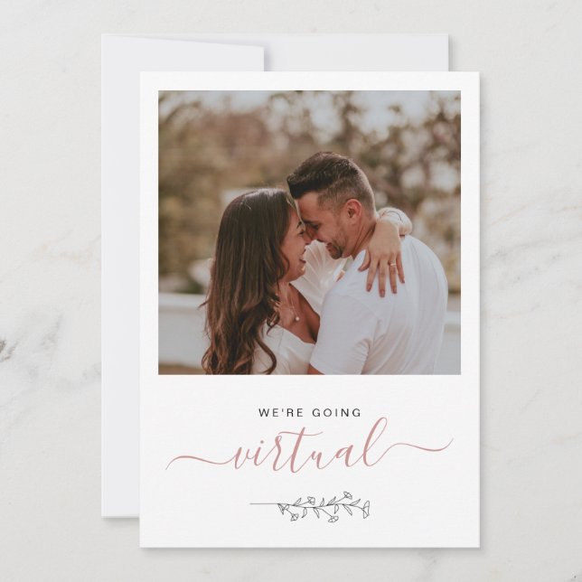 Virtual Online Rustic Photo Wedding Invitation (Front)