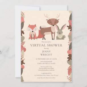 Virtual Online Woodland Animals Baby Shower Invitation