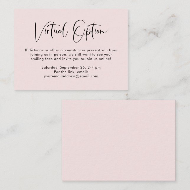 Virtual Option Baby Shower Pink Enclosure Card (Front/Back)