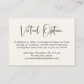 Virtual Option Party Shower Wedding Cream Enclosure Card (Front)
