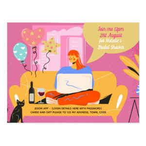 Virtual Party Baby Bridal Shower Birthday Grad. Postcard