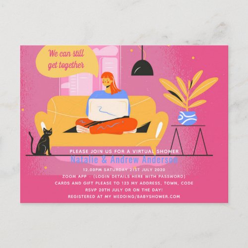 Virtual Party Baby Bridal Shower Birthday Grad Postcard