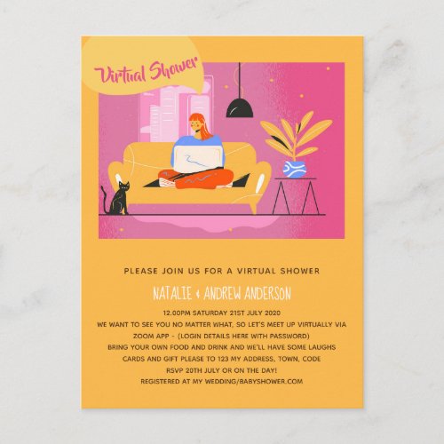 Virtual Party Baby Bridal Shower Birthday Grad Postcard