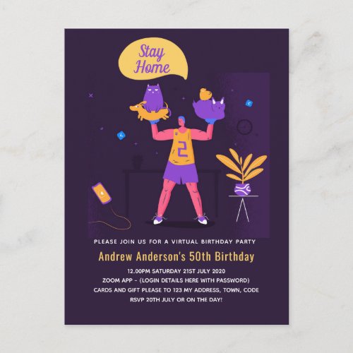 Virtual Party For a Man Birthday Sports Graduation Postcard