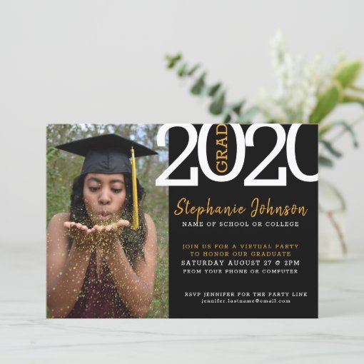 Virtual Photo Graduation Party Invitation | Zazzle