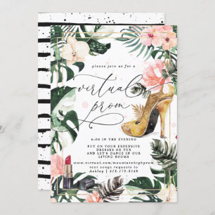 Virtual Prom Party   Exotic Tropical Monstera Invitation