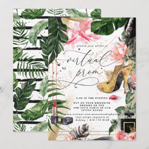 Virtual Prom Party Glamorous Summer Greenery Invitation